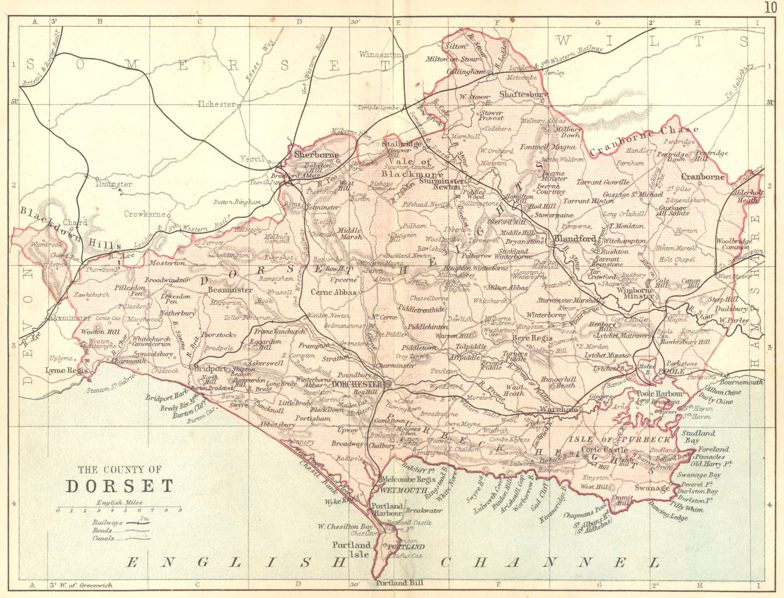 DORSET. Philip 1876 old antique vintage map plan chart
